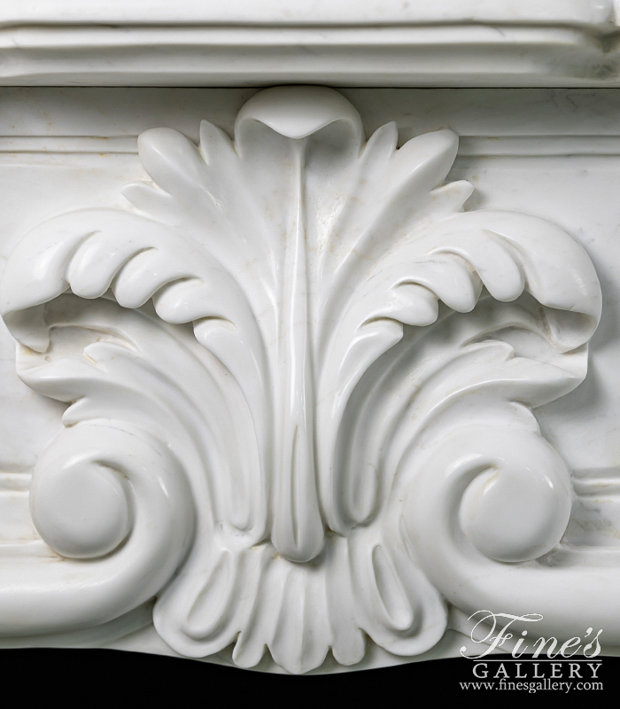 Marble Fireplaces  - Elegant Statuary White Marble Fireplace - MFP-2052